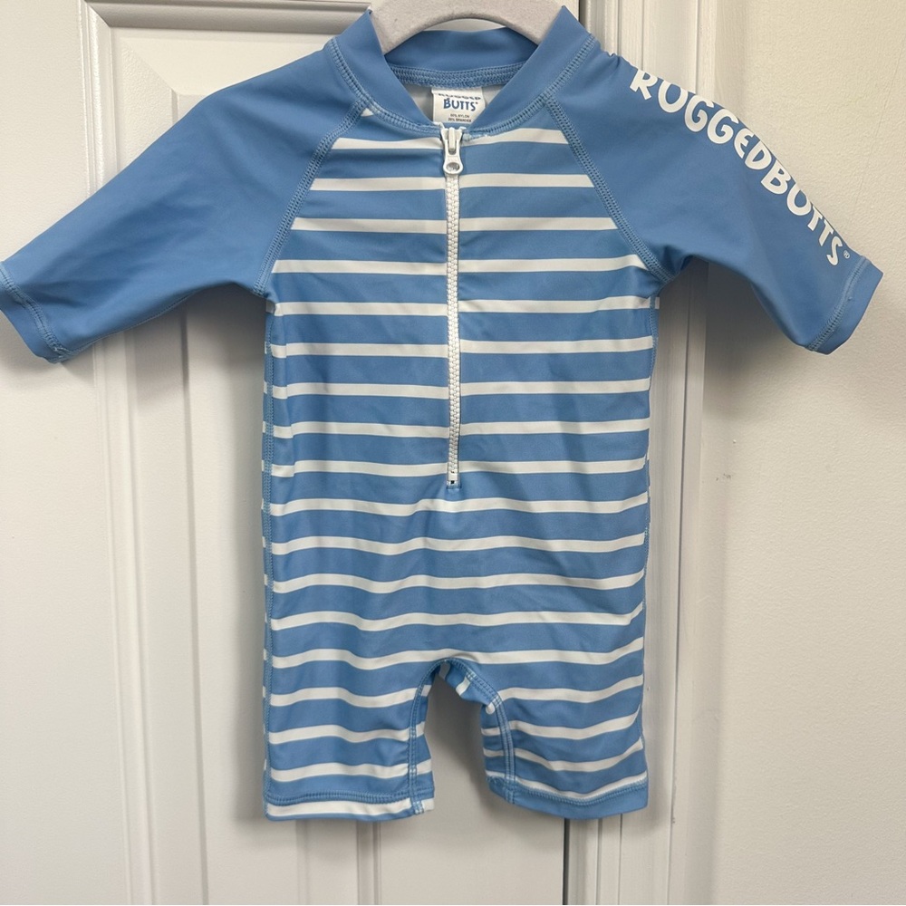 Rugged Butts blue rash guard swimsuit 0-3m